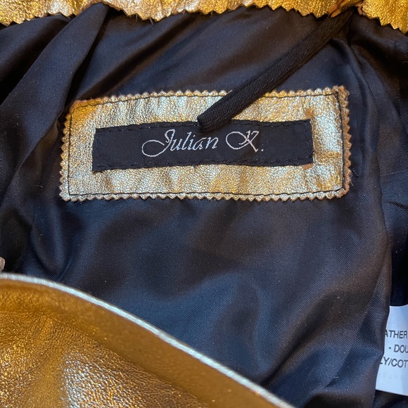 Vintage Julian K. SZ 10 Gold Metallic Real Leather Pencil Skirt! - Picture 10 of 16